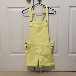 girls yellow overall shorts